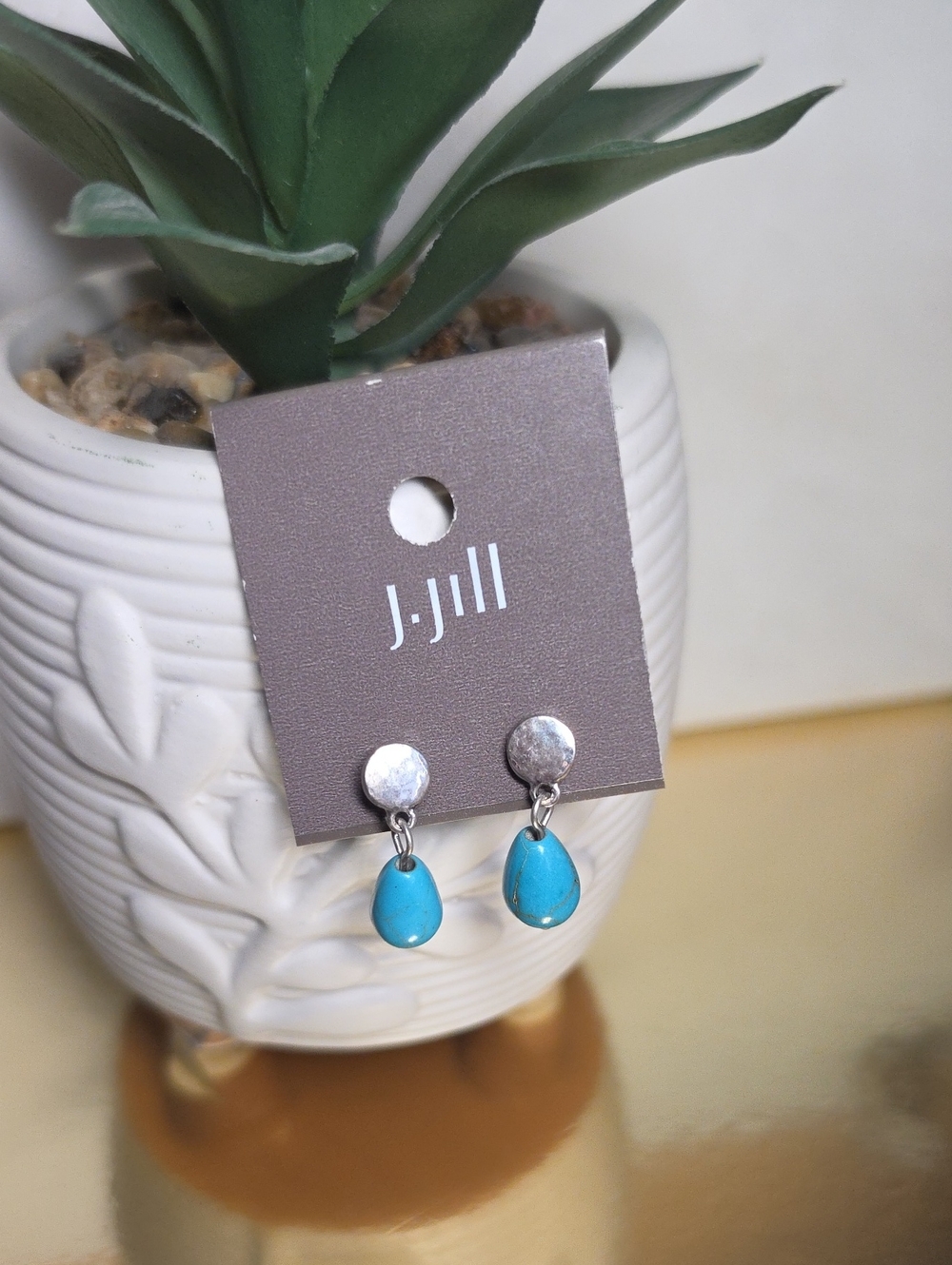 J. Jill Silver-Tone Earrings with Turquoise Blue Teardrops